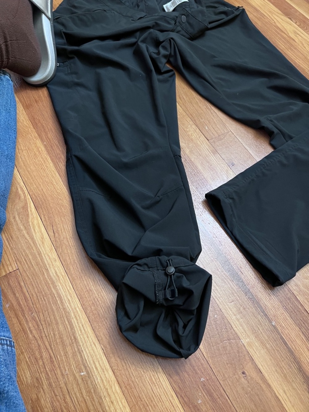 Men's Black Stretch Hiking Pants with Elastic Waist - Picture 4 of 5
